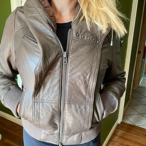 All Saints Leather Jacket with Hood